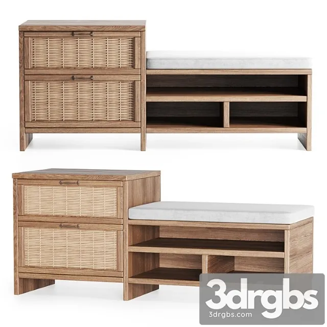 Wooden rattan couch 2 3D Model Free