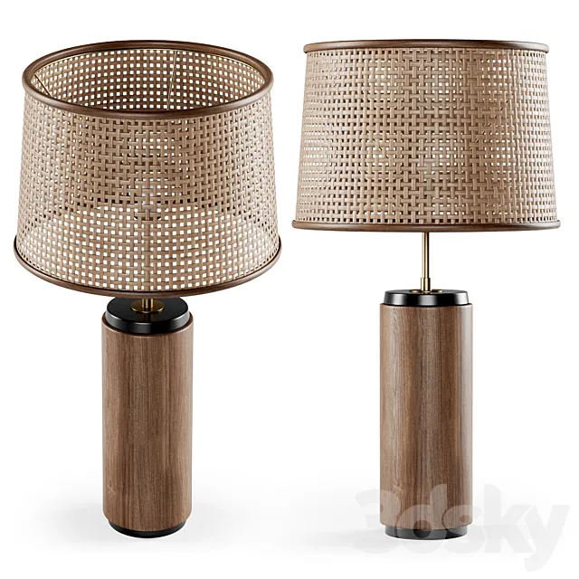 Wooden rattan table lamp _ rattan table lamp 3DModel