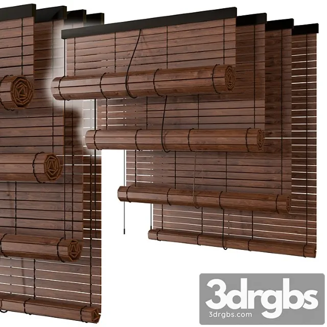 Wooden roller blind 3D Model Free