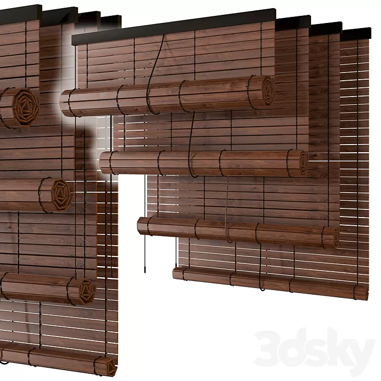 Wooden roller blind 3D Model