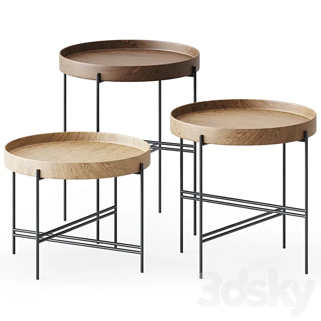 Wooden Round SideTables Tray by Potocco Free Download