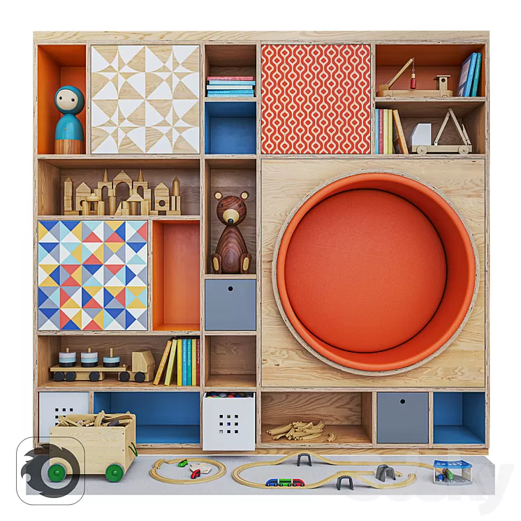 Wooden shelving / Rack 3D Model Free