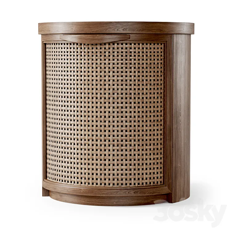 Wooden side table / Rattan bedside table 3D Model Free
