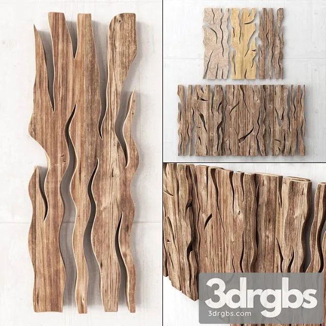 Wooden slab panels 3D Model Free