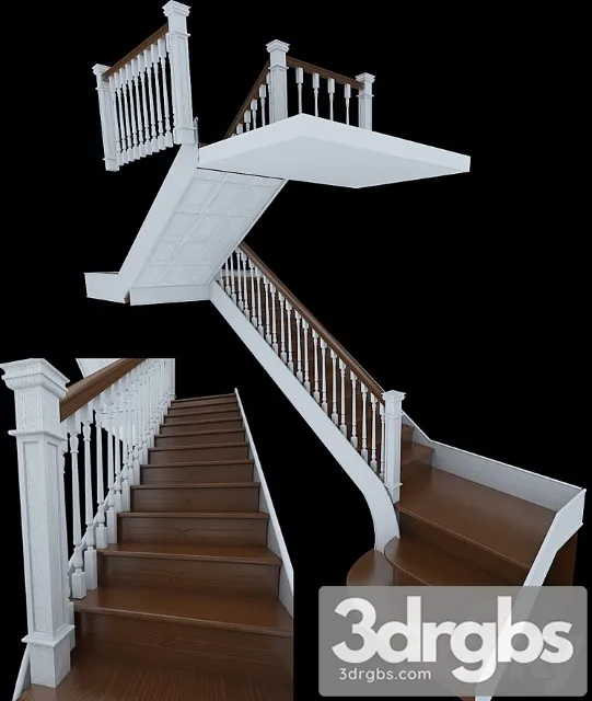 Wooden Staircase 3D Model Free