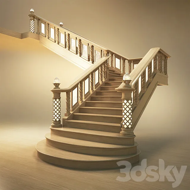 Wooden staircase 3D Model