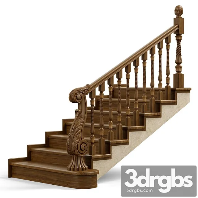 Wooden Stairs 004 3D Model Free