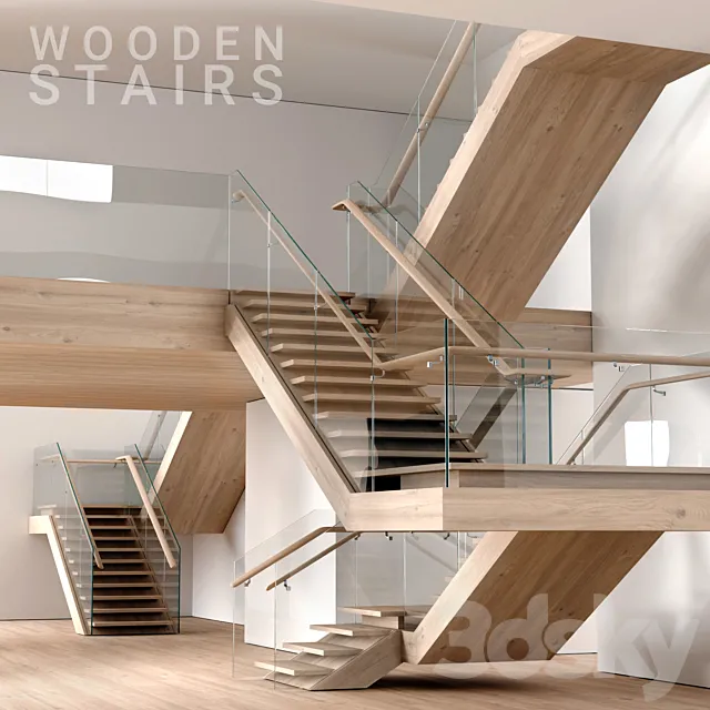 Wooden stairs 3D Model