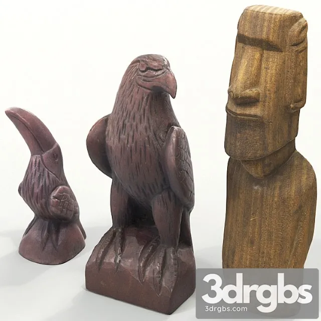 Wooden statuettes 3D Model Free
