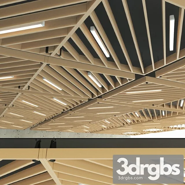 Wooden suspended ceiling 13 3D Model Free
