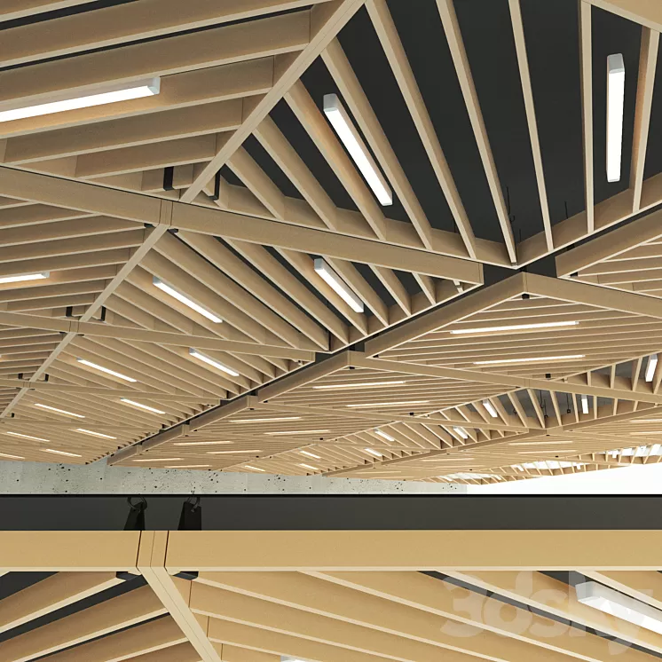 Wooden suspended ceiling 13 3D Model