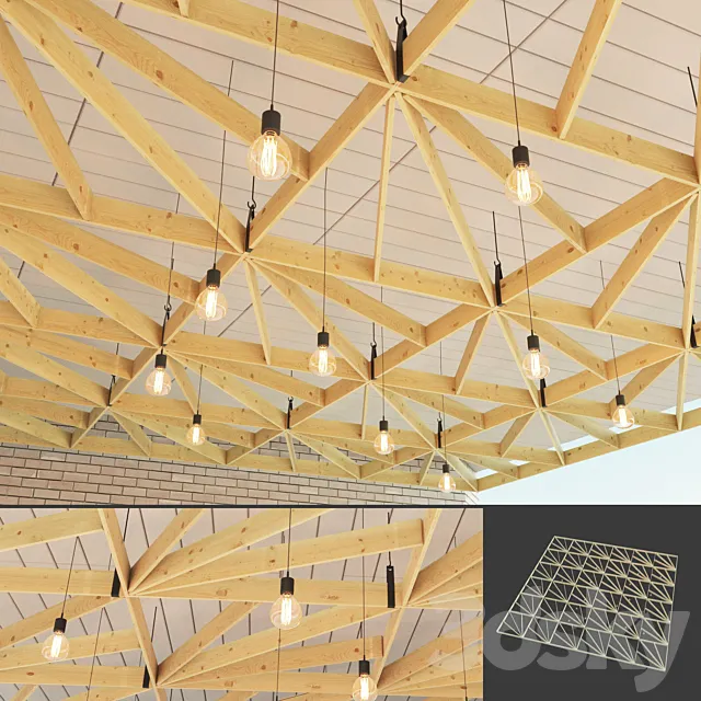 Wooden suspended ceiling 4 3DModel