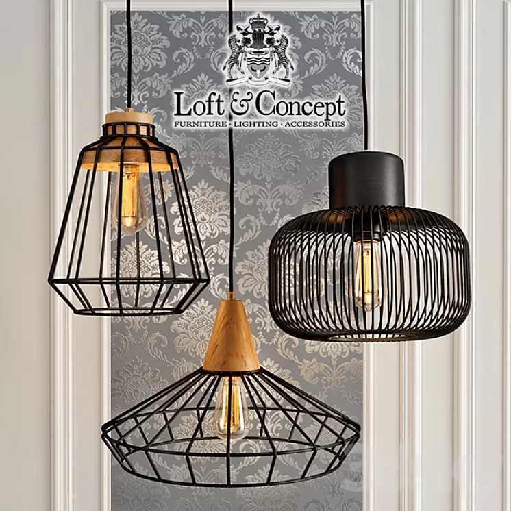 Wooden Suspended Fixture 3D Model