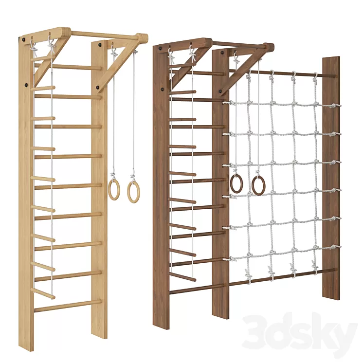 Wooden Swedish Wall 3D Model Free