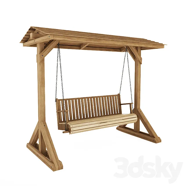 Wooden swing bench 3D Model