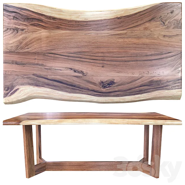 Wooden table slab 3D Model