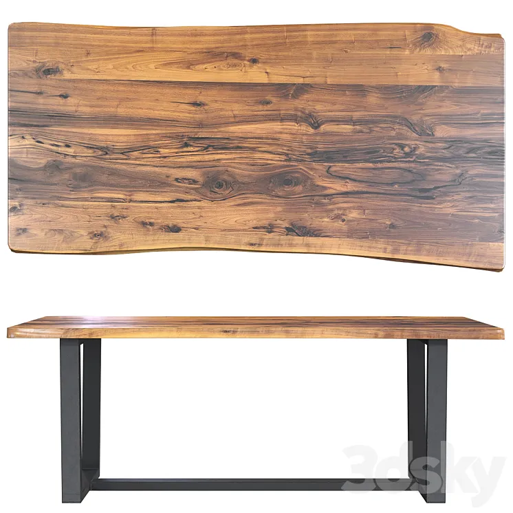 Wooden table slab 3D Model Free