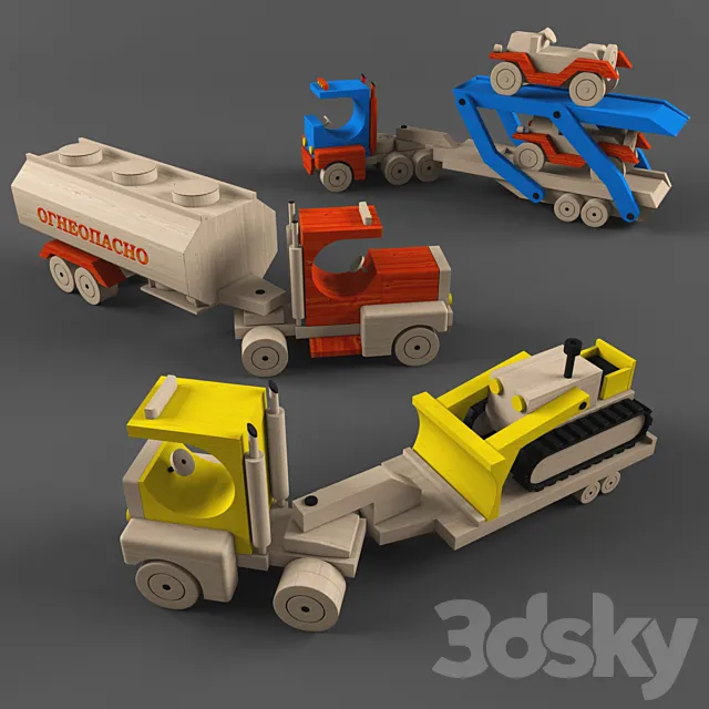 wooden toys-heavy equipment 3DModel