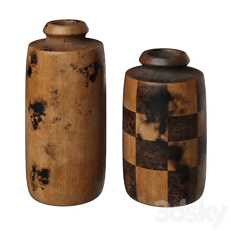 Wooden Vases 3D Model Free
