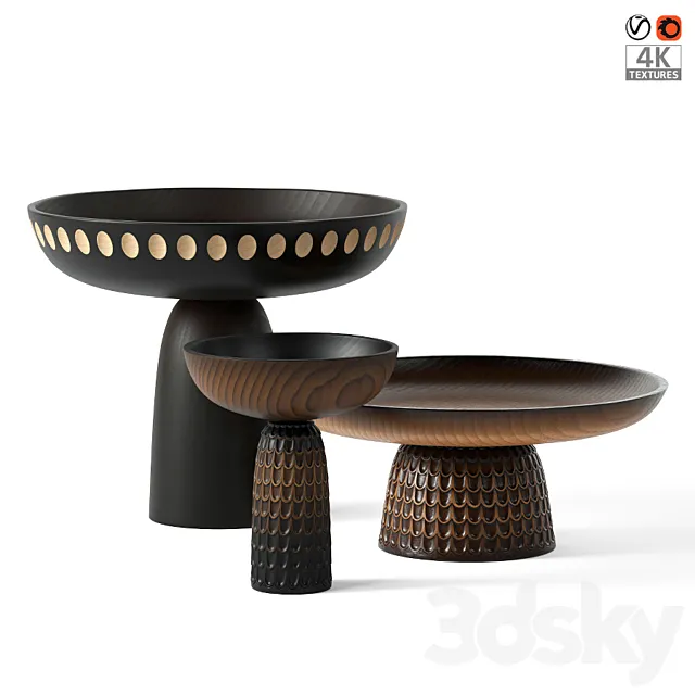 Wooden vases Zanat Nero Bowls 3DModel