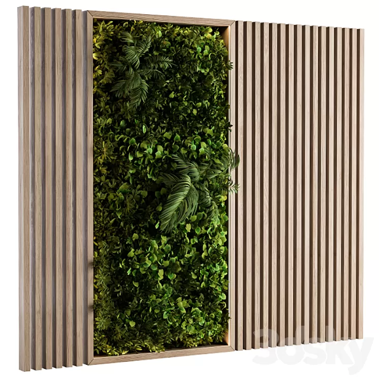 Wooden Vertical Garden - Wall Decor 3D Model