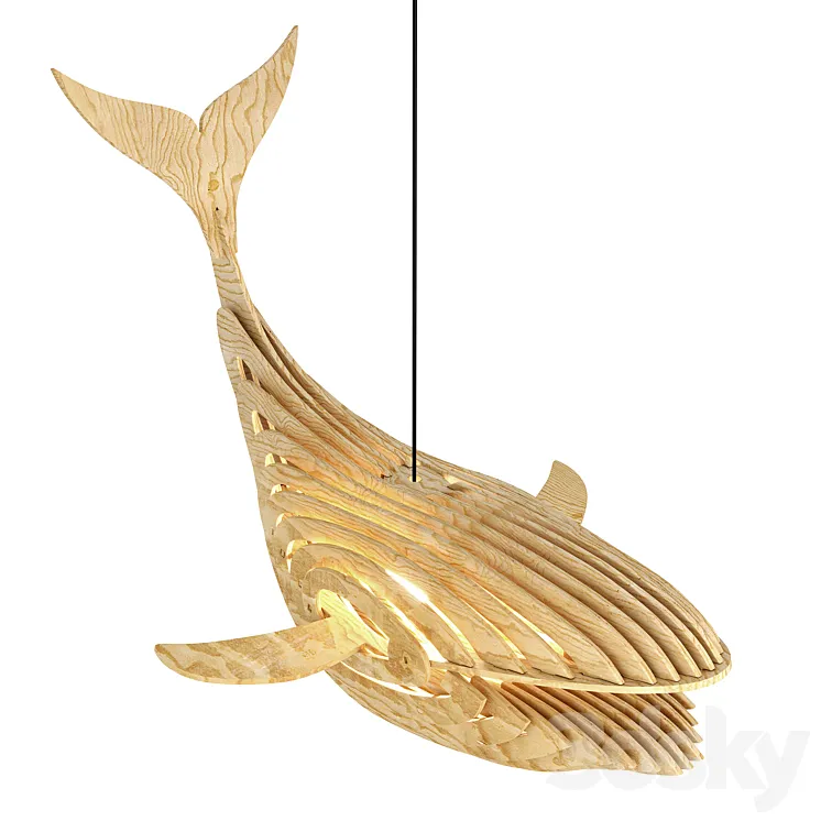 Wooden Whale Lamp 3D Model Free