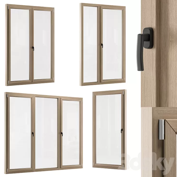 Wooden Window Modern – Windows Set 01 3D Model