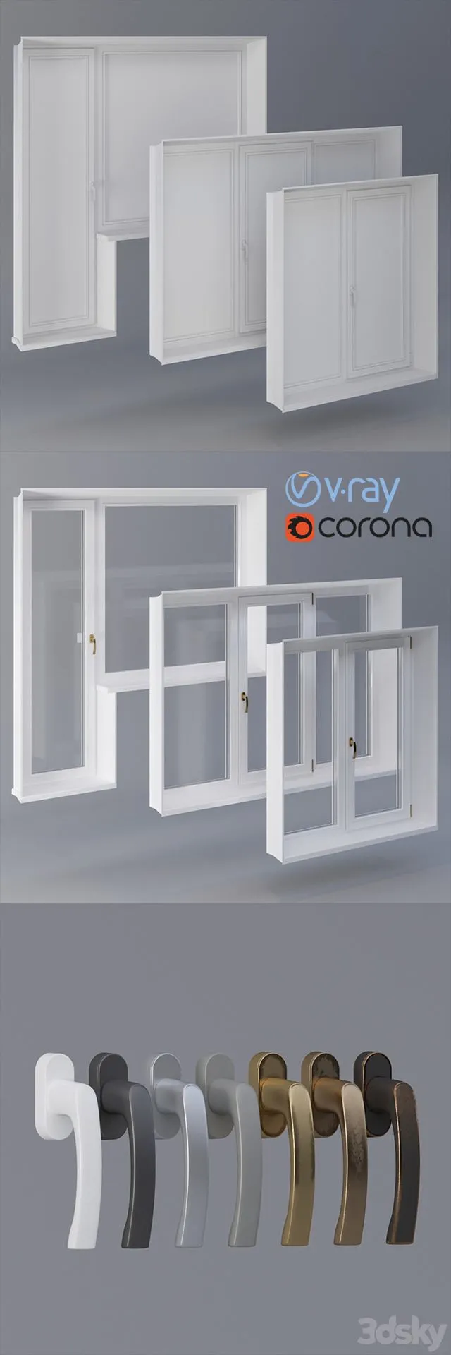 Wooden windows VEKA 3D Model