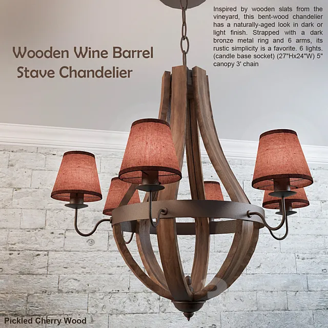Wooden Wine Barrel Stave Chandelier 3D Model