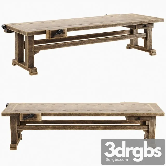 Wooden Workbench 3D Model Free