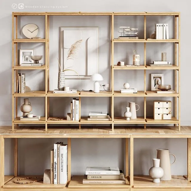 Wooden_Shelving_and_decor 3D Model