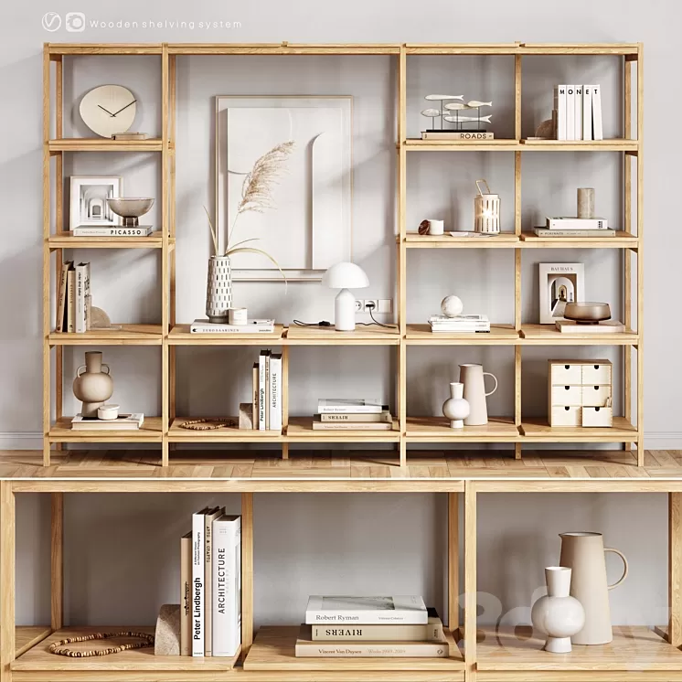 Wooden_Shelving_and_decor 3D Model