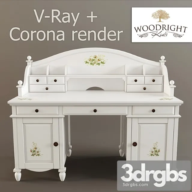 Woodright kids. oliver. writing desk 2 3D Model Free