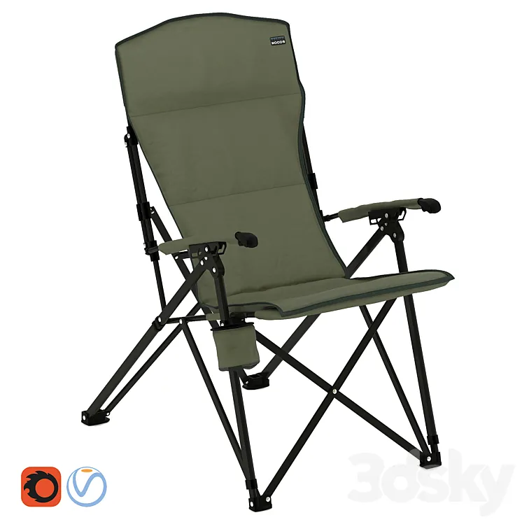 Woods Siesta Folding Reclining Padded Camping Chair 3D Model Free