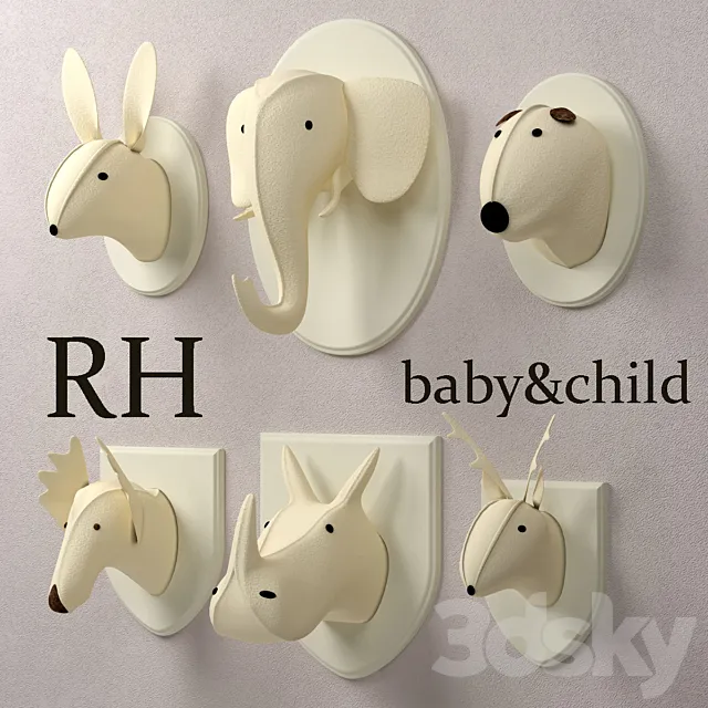 Wool Felt Animal Heads of Restoration Hardware 3DModel