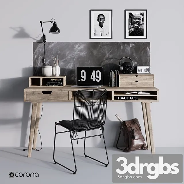 Work desk 2 3D Model Free