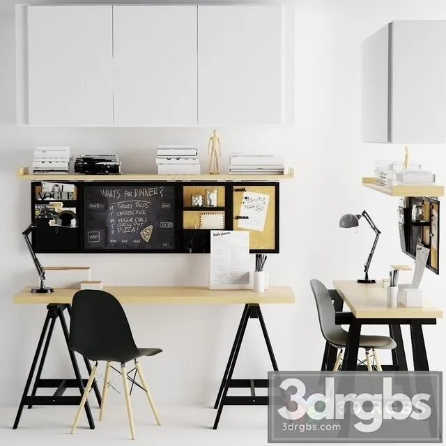 Work Desk With Decor 3D Model Free
