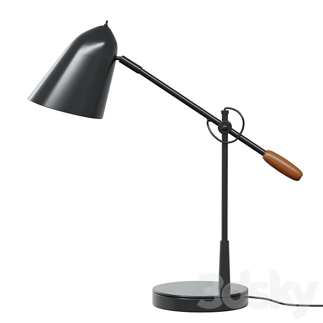 Work lamp Morgan black metal table lamp with USB port 3DModel