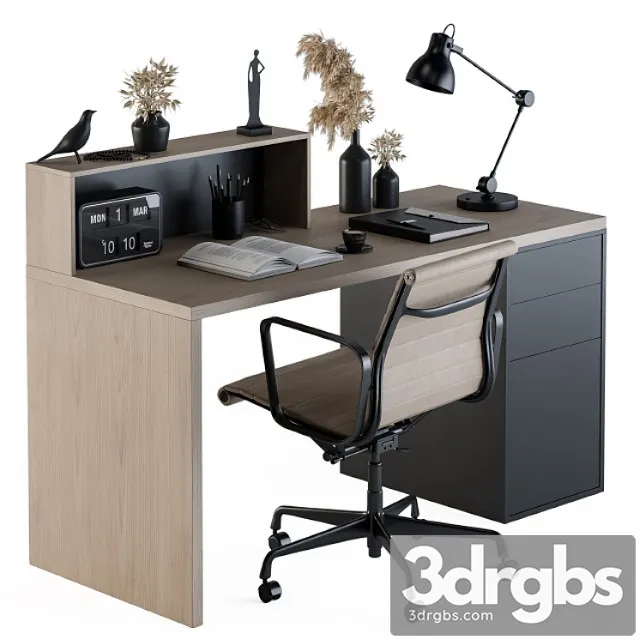 Work table with dried plants - set 82 2 3D Model Free