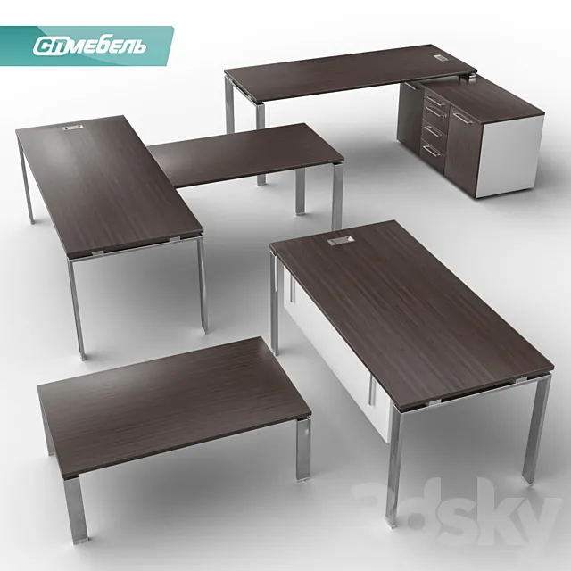 Work tables Bent on a metal framework for a manager 3DModel