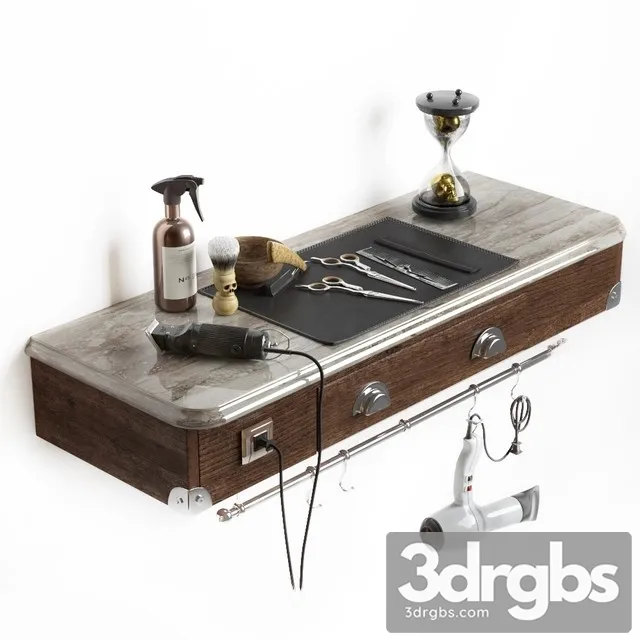 Working Table Hairdresser Barbershop 3D Model Free