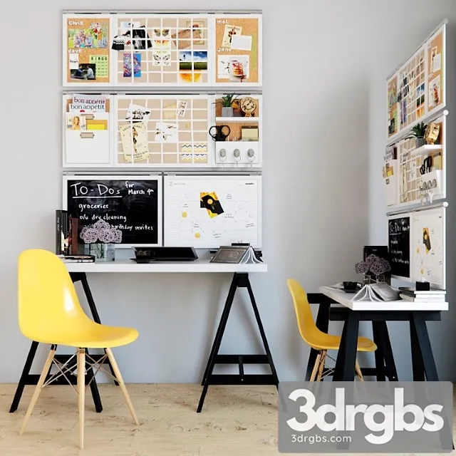 Working Table With Filling 3D Model Free