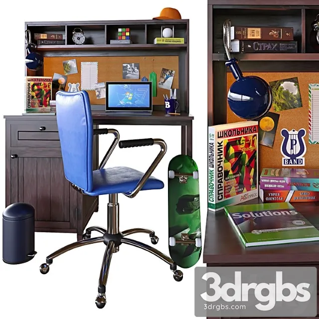 Workplace for a teenager 3D Model Free