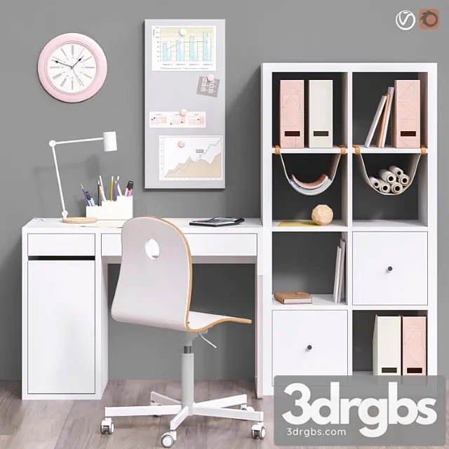 Workplace set 4 2 3D Model Free