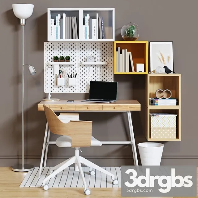 Workplace Set With Decor Ikea Sk 3 3D Model Free