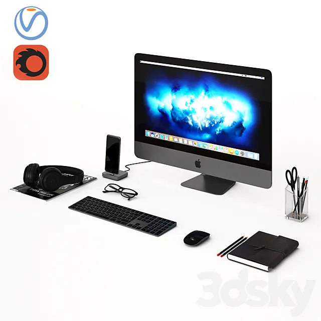 Workplace Space Gray IMac 3D Model