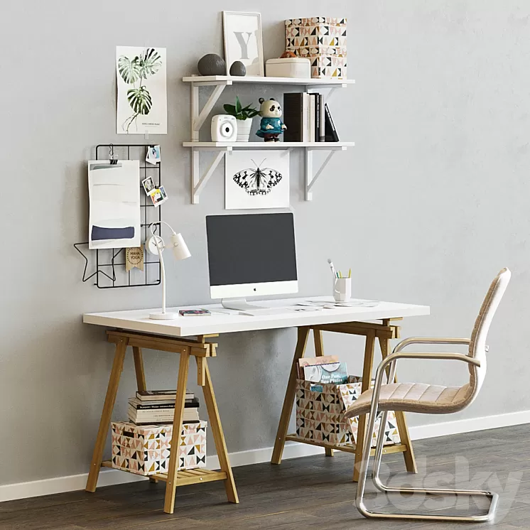 Workplace table ikea LINNMON / FINWARD 3D Model