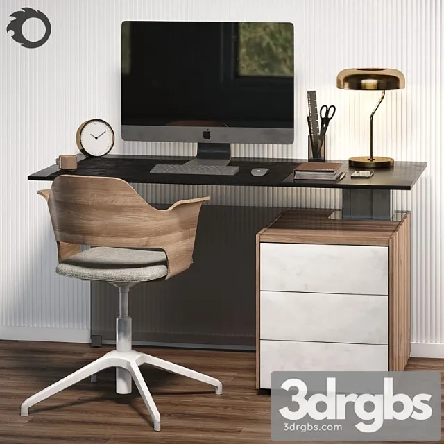 Workplace with bene table and ikea chair 2 3D Model Free