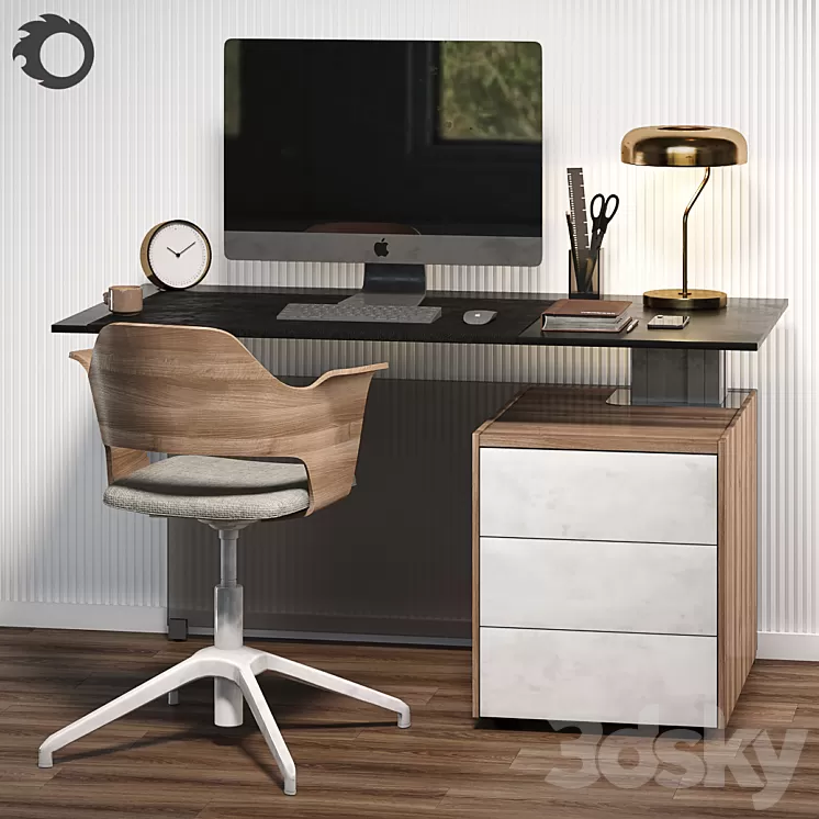 Workplace with BENE table and IKEA chair