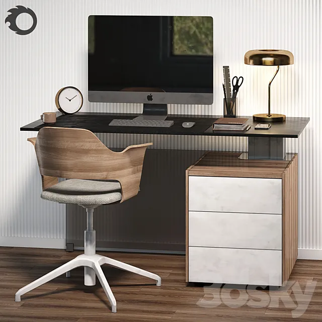 Workplace with BENE table and IKEA chair Free Download